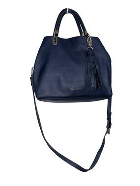 Vince Camuto Elva Navy Pebble Small Leather Satchel Bag With Crossbody Strap